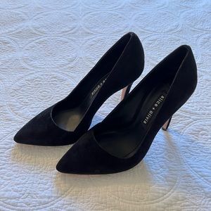 Alice + Olivia Dina Heels Black Suede SZ 8